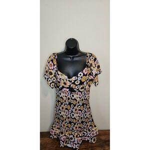 Rue 21 size X Small vintage cottagecore brown floral print mini dress